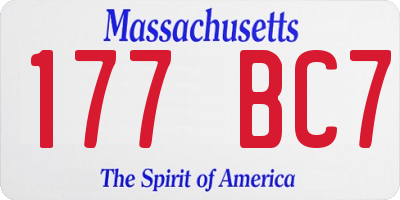 MA license plate 177BC7