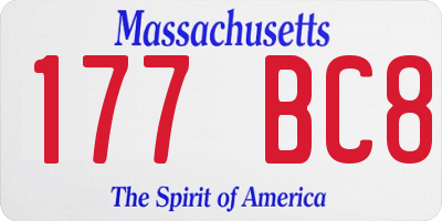MA license plate 177BC8