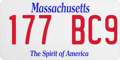 MA license plate 177BC9