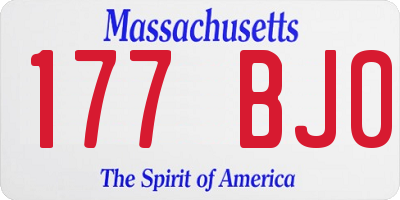 MA license plate 177BJ0