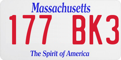 MA license plate 177BK3