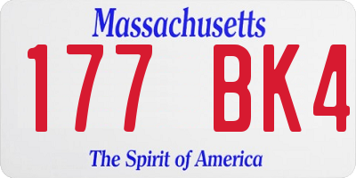 MA license plate 177BK4