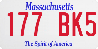 MA license plate 177BK5