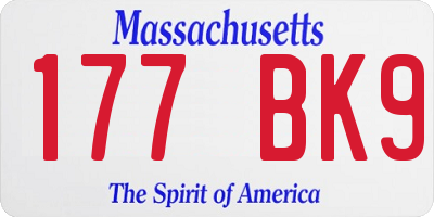 MA license plate 177BK9