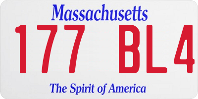 MA license plate 177BL4