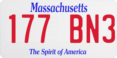 MA license plate 177BN3