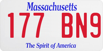 MA license plate 177BN9