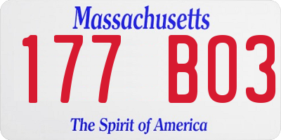 MA license plate 177BO3
