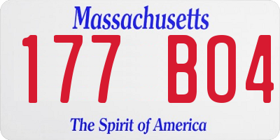 MA license plate 177BO4