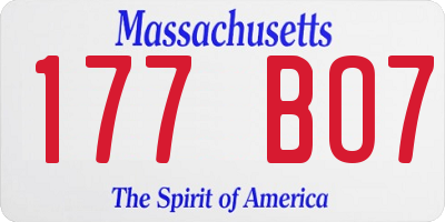 MA license plate 177BO7