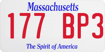 MA license plate 177BP3