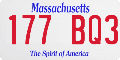 MA license plate 177BQ3