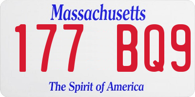 MA license plate 177BQ9