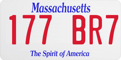 MA license plate 177BR7