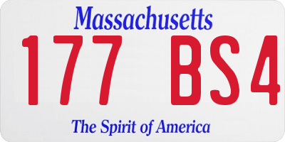 MA license plate 177BS4
