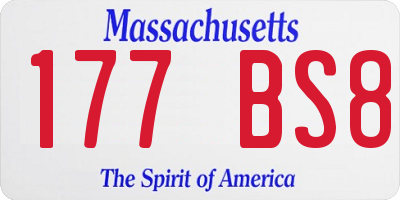 MA license plate 177BS8