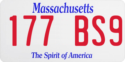 MA license plate 177BS9