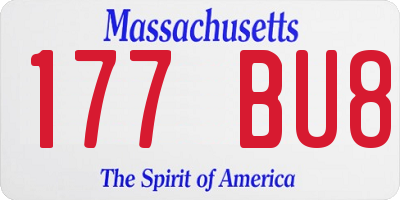 MA license plate 177BU8