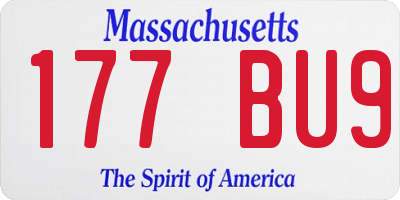 MA license plate 177BU9