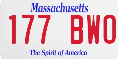 MA license plate 177BW0