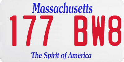 MA license plate 177BW8