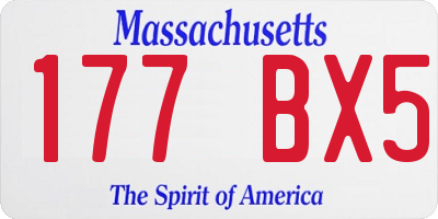 MA license plate 177BX5