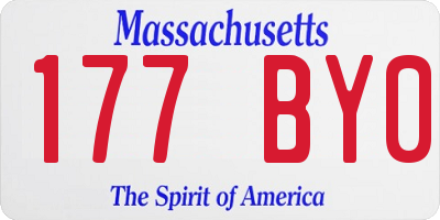 MA license plate 177BY0