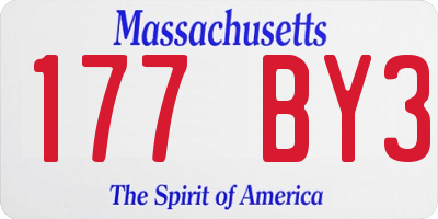 MA license plate 177BY3