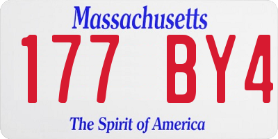 MA license plate 177BY4