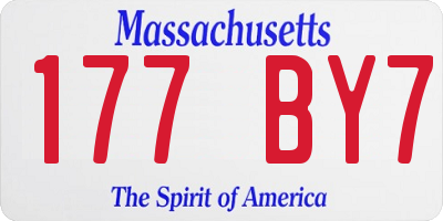 MA license plate 177BY7