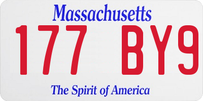 MA license plate 177BY9
