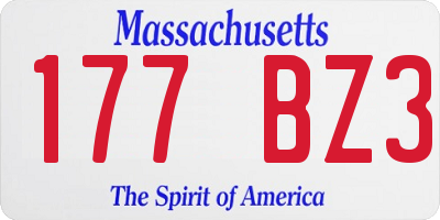 MA license plate 177BZ3
