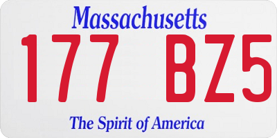 MA license plate 177BZ5