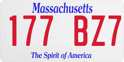 MA license plate 177BZ7