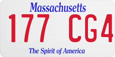 MA license plate 177CG4