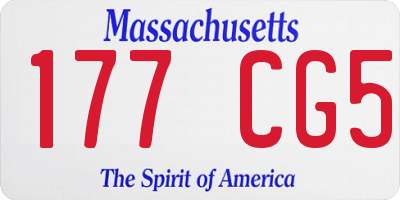 MA license plate 177CG5
