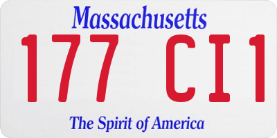 MA license plate 177CI1