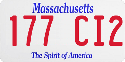 MA license plate 177CI2