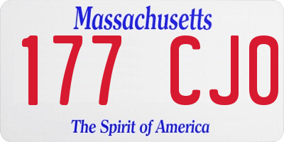 MA license plate 177CJ0