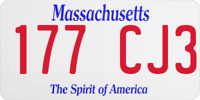 MA license plate 177CJ3