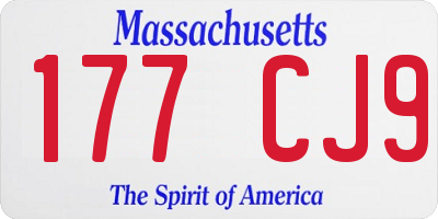 MA license plate 177CJ9