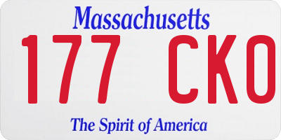 MA license plate 177CK0