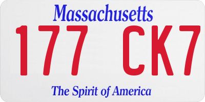 MA license plate 177CK7