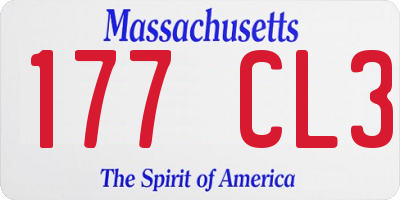 MA license plate 177CL3