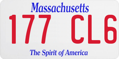 MA license plate 177CL6