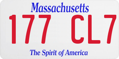 MA license plate 177CL7