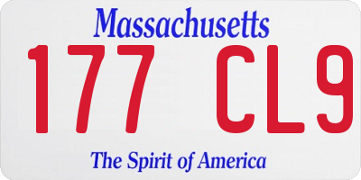 MA license plate 177CL9