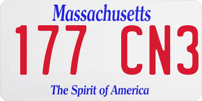 MA license plate 177CN3