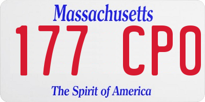 MA license plate 177CP0
