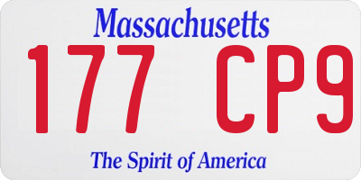 MA license plate 177CP9